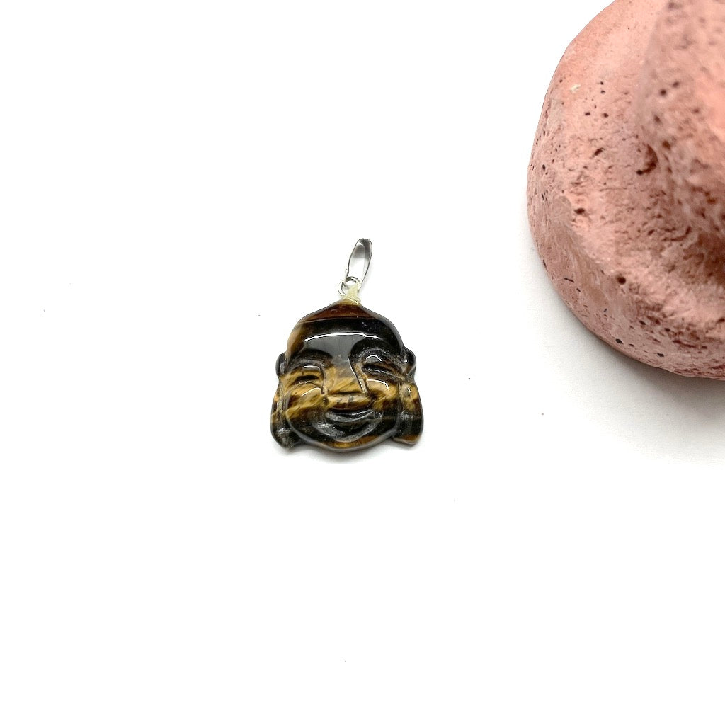 COLGANTE DE PIEDRA | CABEZA DE BUDA | C/VALIER | 20MM | OJO DE TIGRE