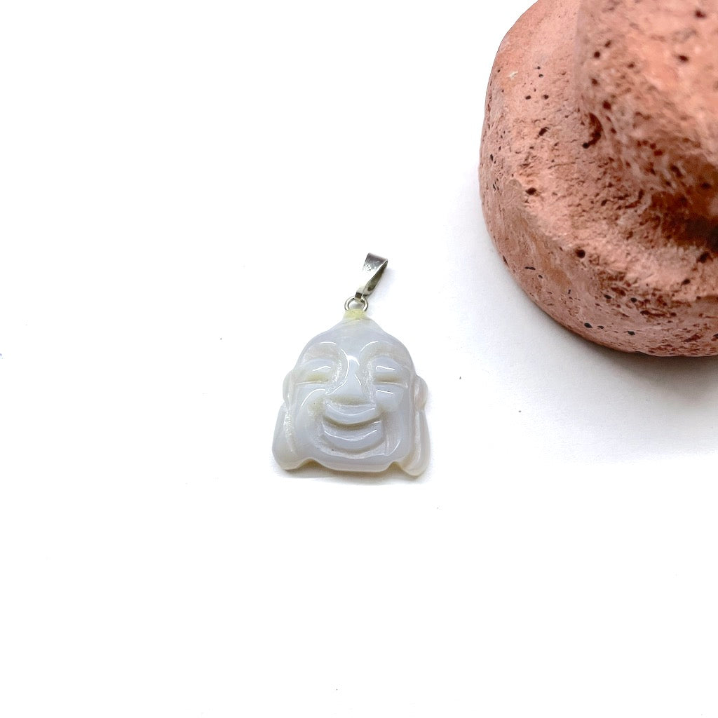 COLGANTE DE PIEDRA | CABEZA DE BUDA | C/VALIER | 20MM | AGATA GRIS