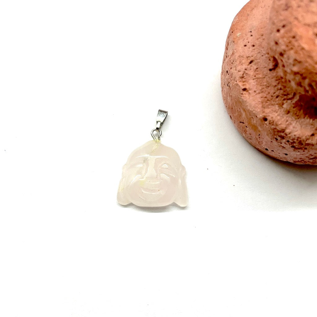 COLGANTE DE PIEDRA | CABEZA DE BUDA | C/VALIER | 20MM | CUARZO ROSADO