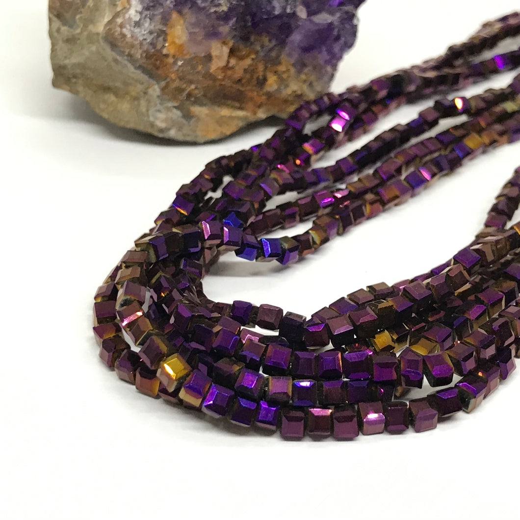 CRISTAL CUADRADO | 3X3MM | MORADO METALIZADO