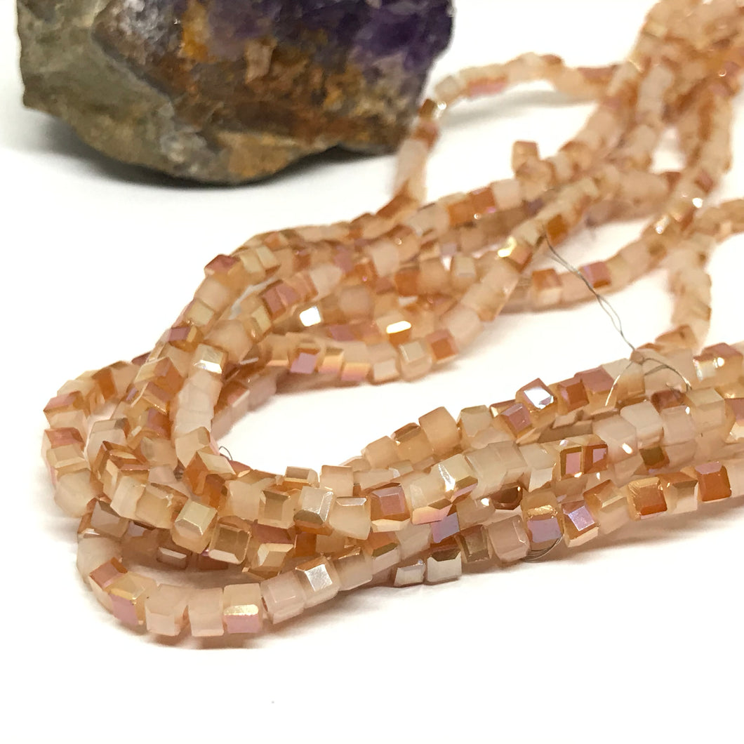 CRISTAL CUADRADO | 3X3MM | BICOLOR DAMASCO Y BEIGE TORNASOL