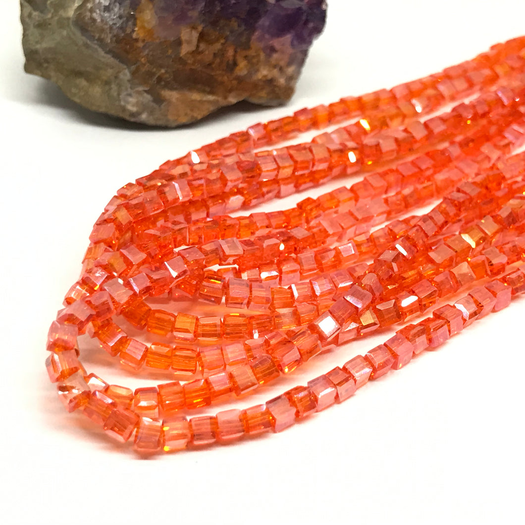 CRISTAL CUADRADO | 3X3MM | NARANJA TRASLUCIDO TORNASOL