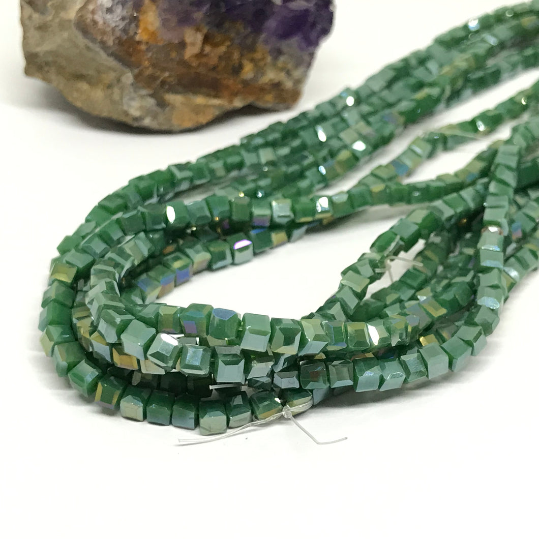 CRISTAL CUADRADO | 3X3MM | VERDE OSCURO TORNASOL