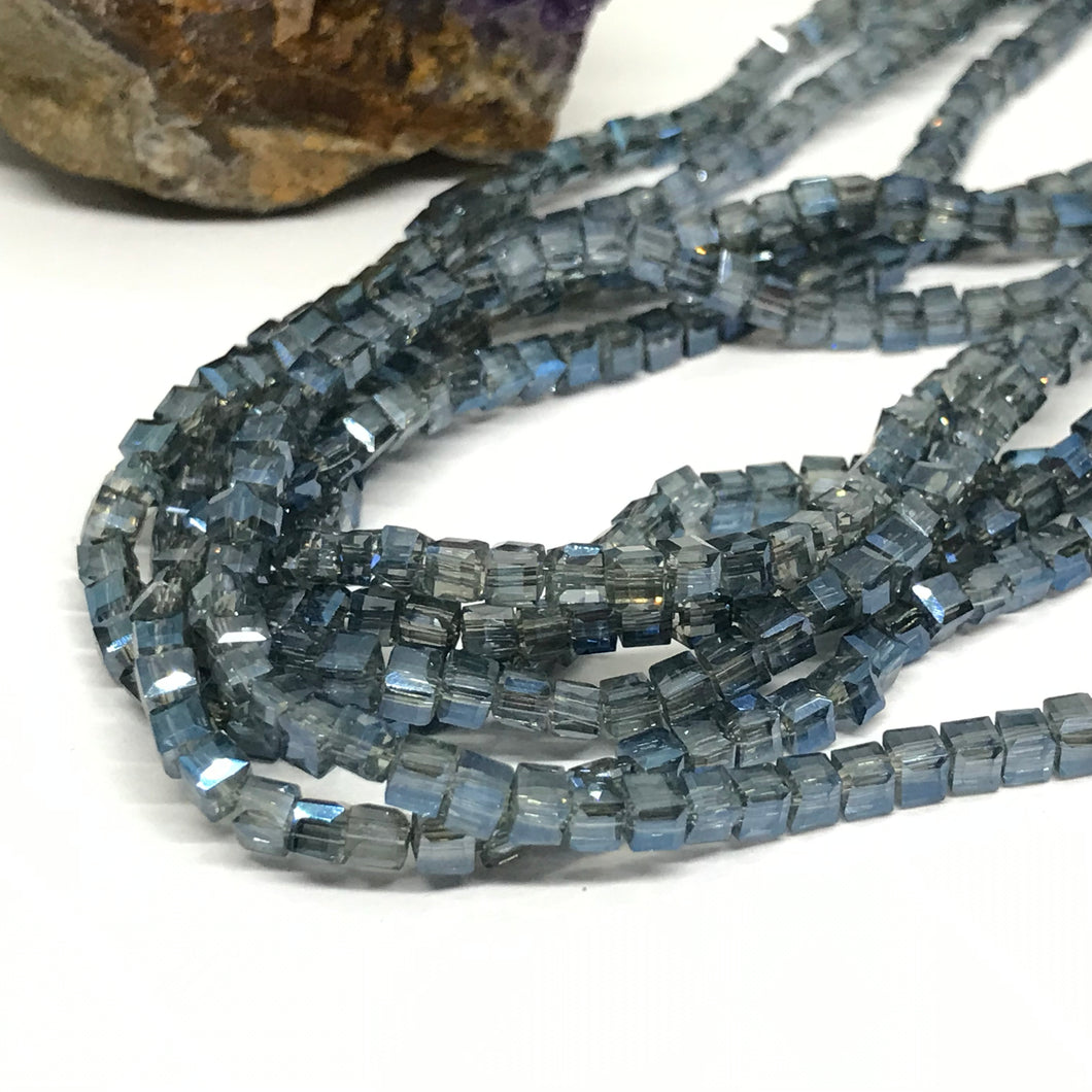 CRISTAL CUADRADO | 3X3MM | BICOLOR AZUL - GRIS TRASLUCIDO