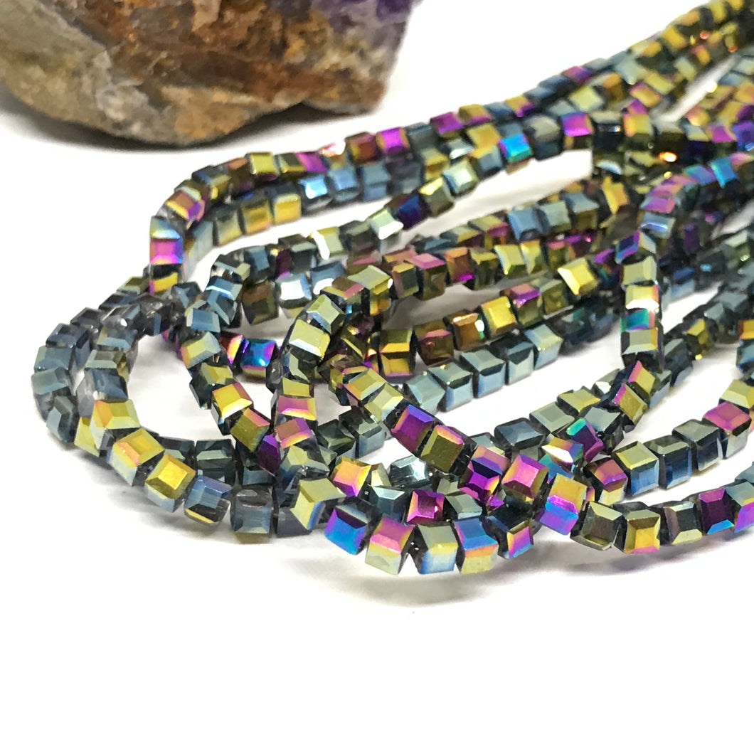 CRISTAL CUADRADO | 3X3MM | RAINBOW METALIZADO
