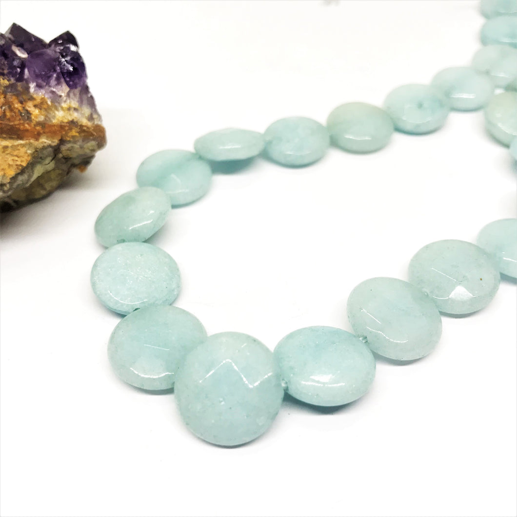 AGATA CELESTE | COIN FACETADA | 16MM