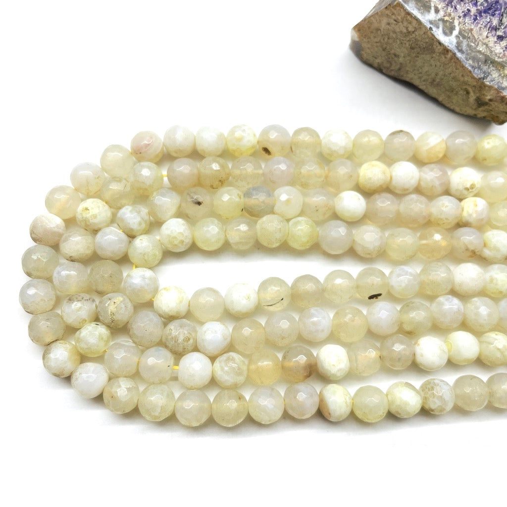 OFERTA | AGATA FACETADA | 8MM | BLANCO AMARILLO OPACO