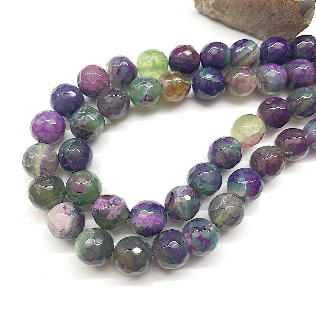 AGATA FACETADA | 12MM | MORADO VERDE CRAQUELADO