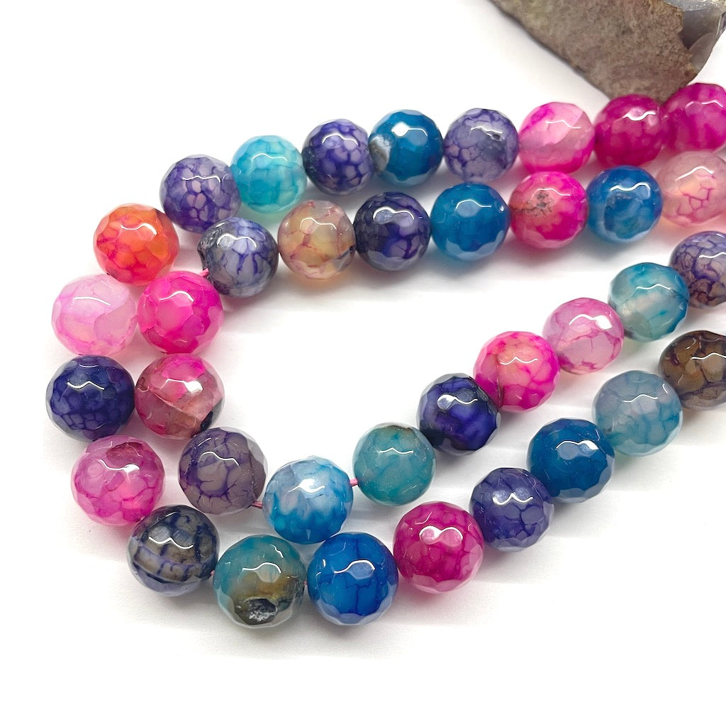 AGATA FACETADA | 12MM | AZUL FUCSIA SANDIA