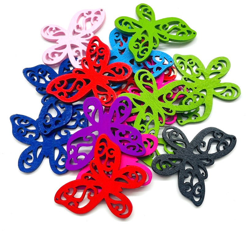 MADERA | MARIPOSA | MIX DE COLORES | 55 GRAMOS | 4.5CM