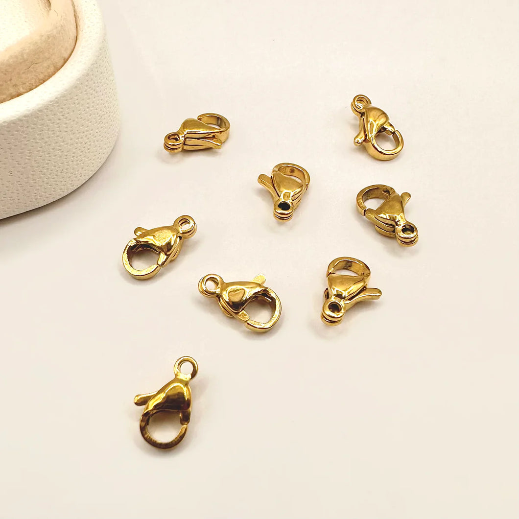 ACCESORIOS ACERO | BROCHE MOSQUETON | DORADO | 10MM | 4 UNDS