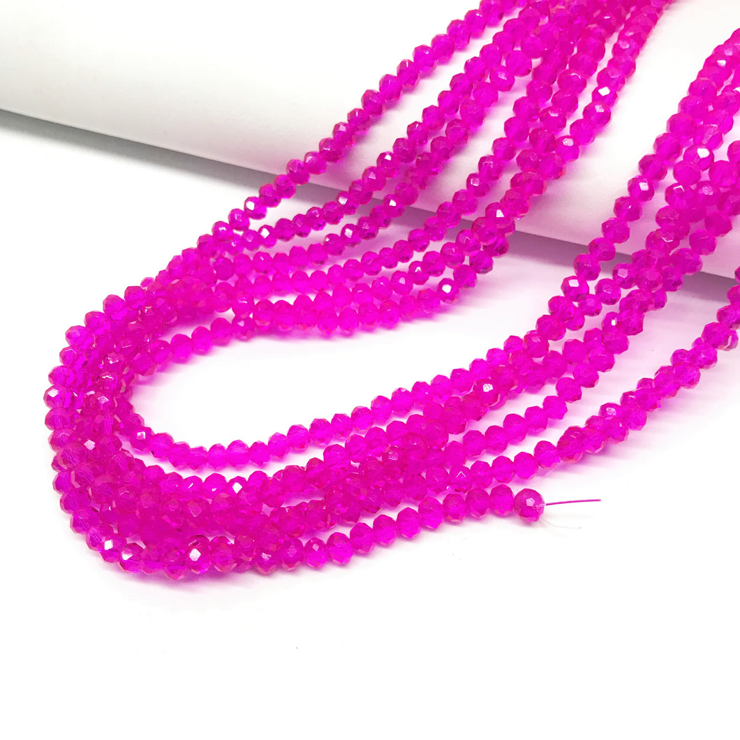 Cristal chato | 4mm | Traslucido Fucsia