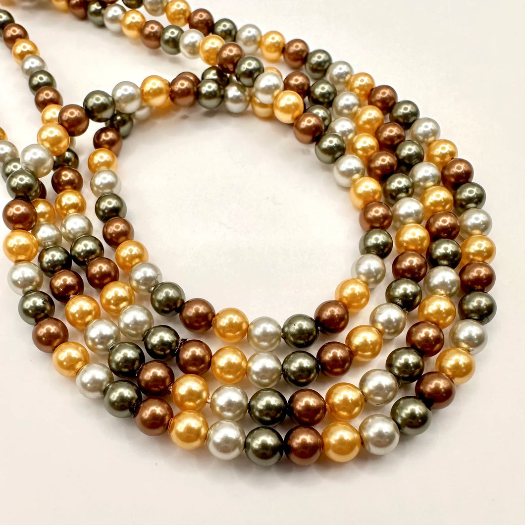 PERLA SHELL | 4MM | MIX CAFE DORADO BLANCO VERDE