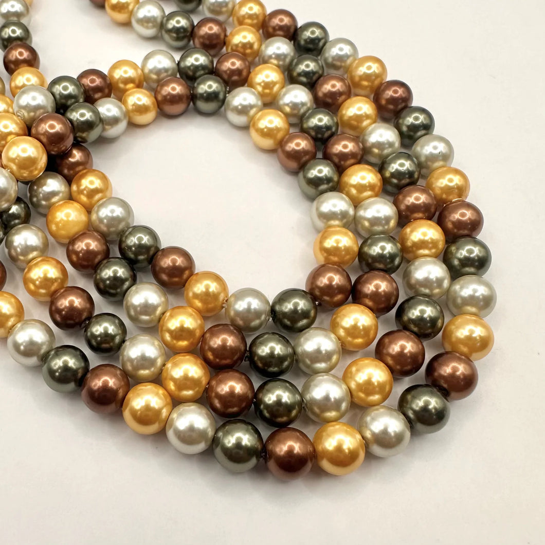 PERLA SHELL | 6MM | MIX CAFE DORADO BLANCO VERDE