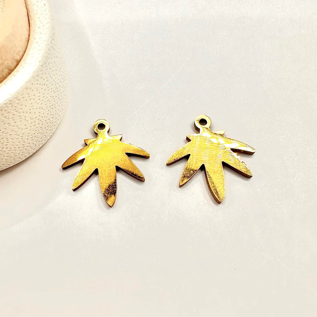 COLGANTE CHICO DE ACERO | DORADO | CANNABIS | 4 UNIDADES