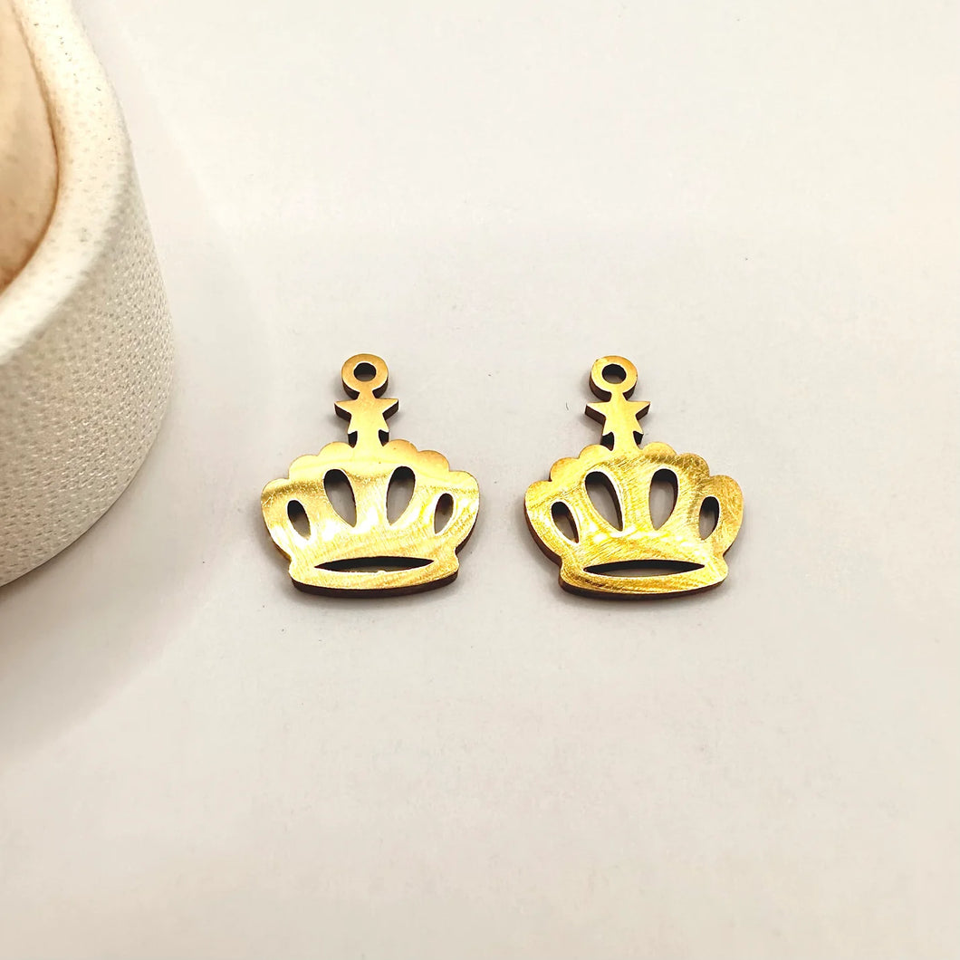 COLGANTE CHICO DE ACERO | DORADO | CORONA CON ESTRELLA | 4 UNIDADES