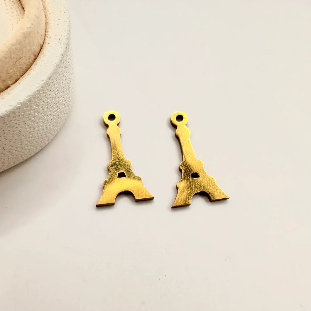 COLGANTE CHICO DE ACERO | DORADO | TORRE EIFFEL | 4 UNIDADES