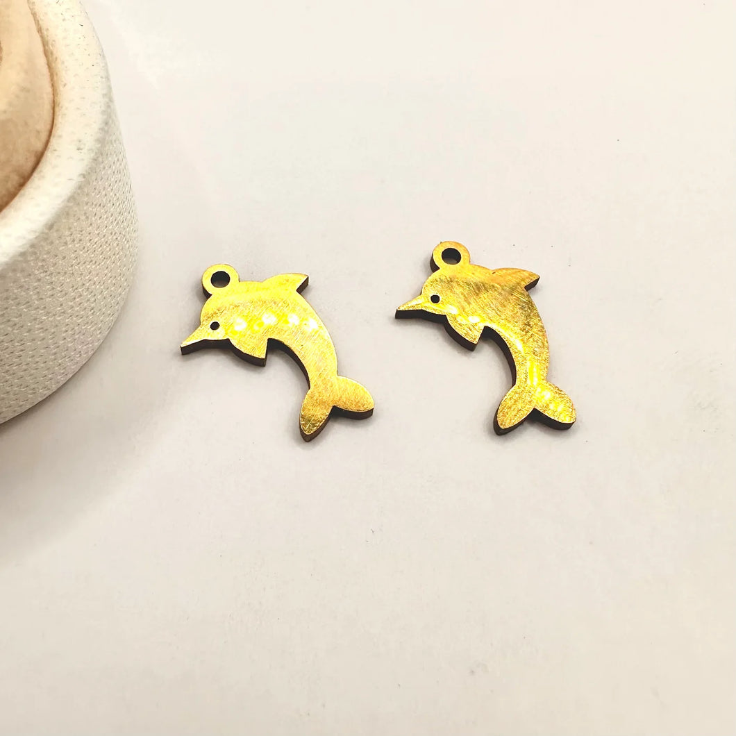 COLGANTE CHICO DE ACERO | DORADO | DELFIN | 4 UNIDADES