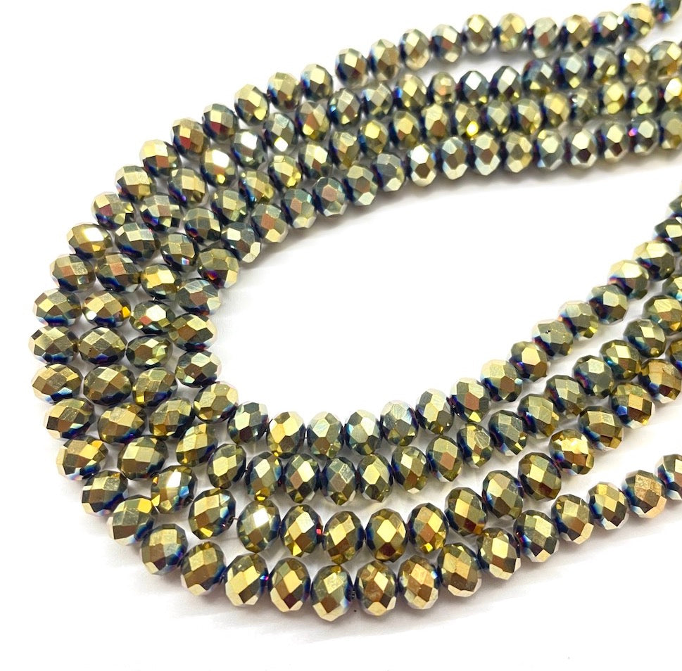 Cristal chato | 6 mm | Dorado Azul Metal 165