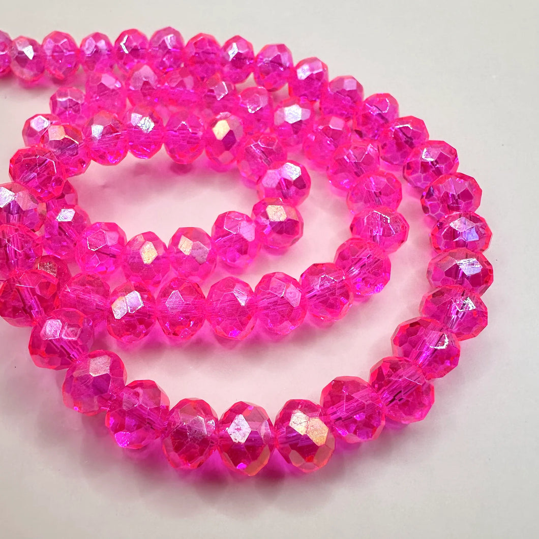 Cristal chato | 8 mm | Rosado Fluor Traslucido Tornasol 180