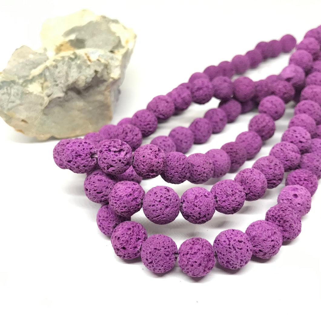 Piedra Volcanica de colores | Morado | 10mm