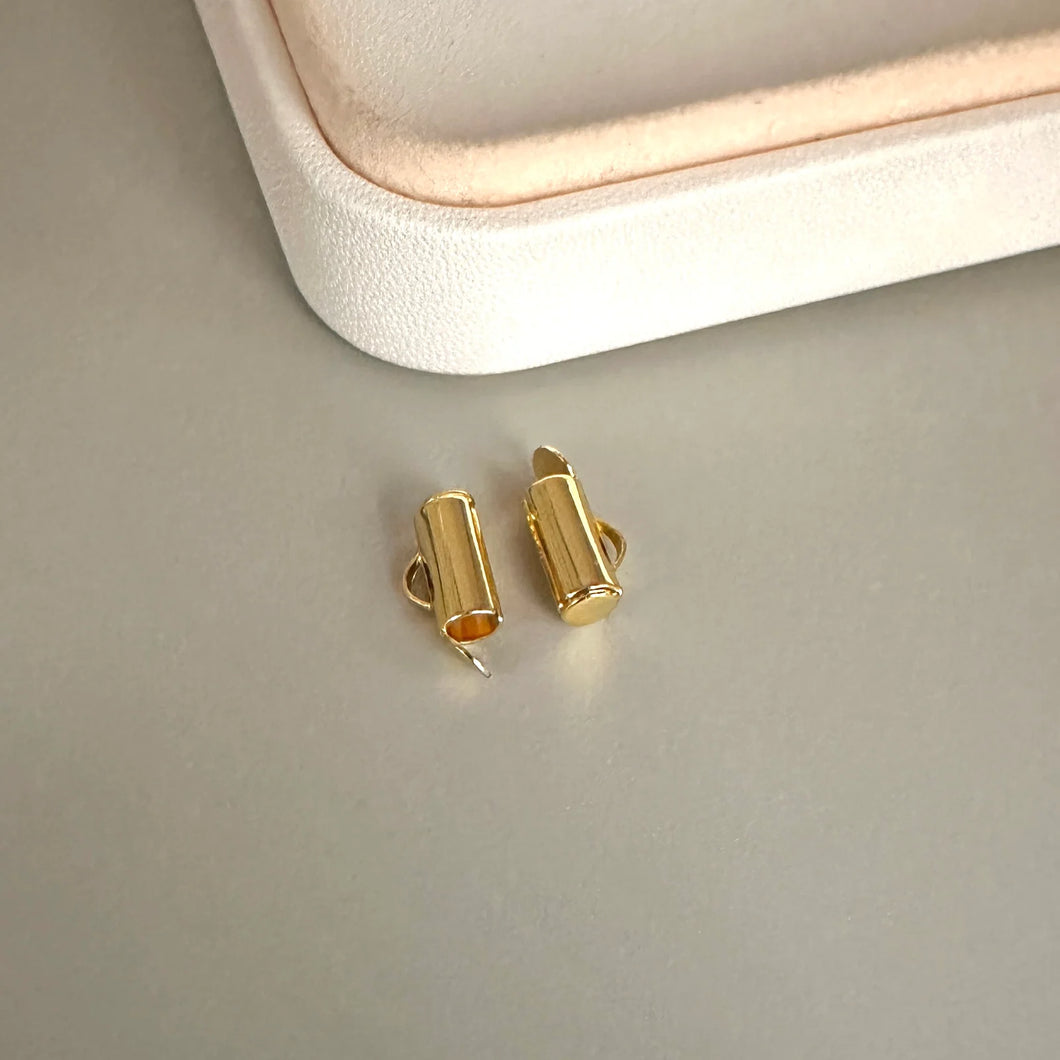 TERMINALES TUBOS | BAÑO DE ORO 18K | 1 PAR | 9.5MM