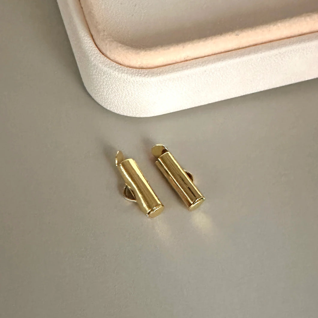 TERMINALES TUBOS | BAÑO DE ORO 18K | 1 PAR | 12.5MM