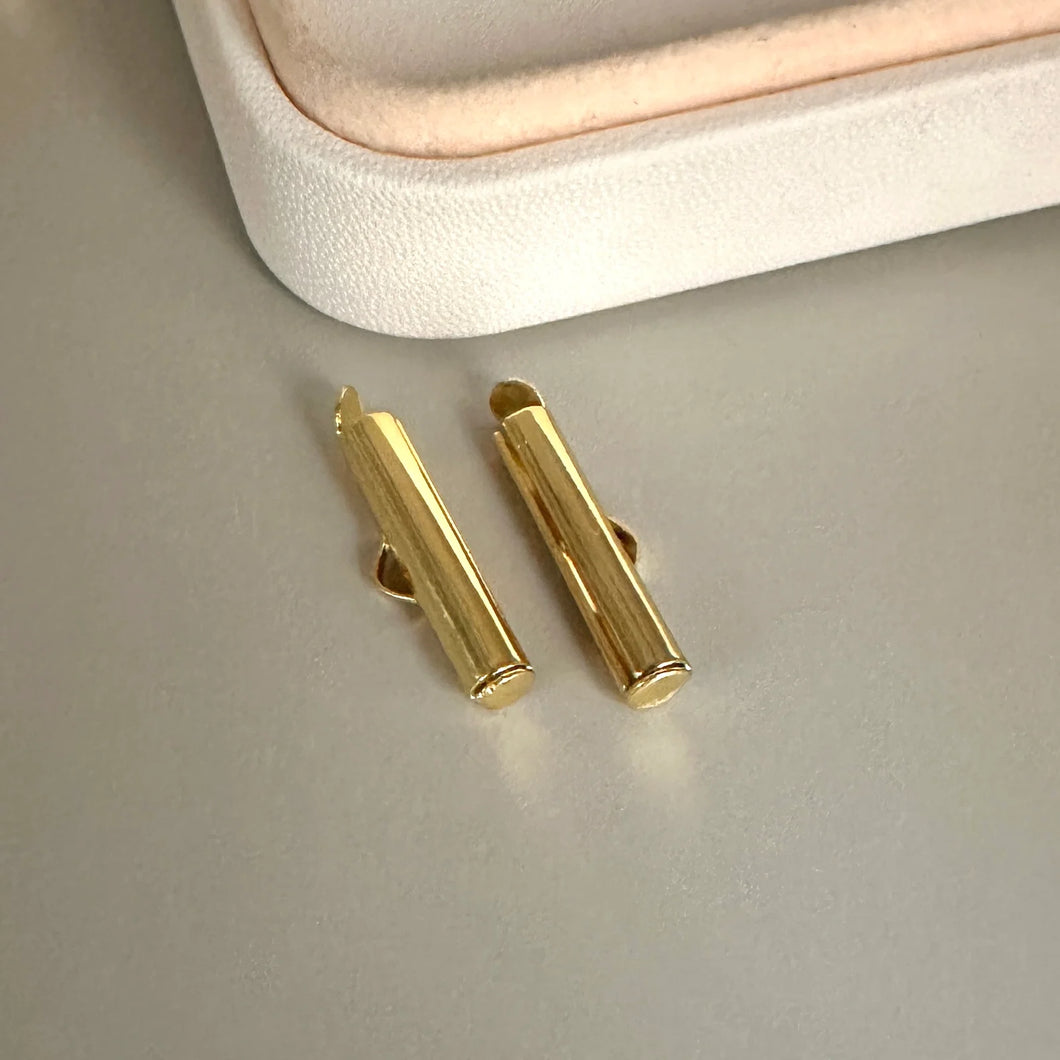 TERMINALES TUBOS | BAÑO DE ORO 18K | 1 PAR | 19.5MM