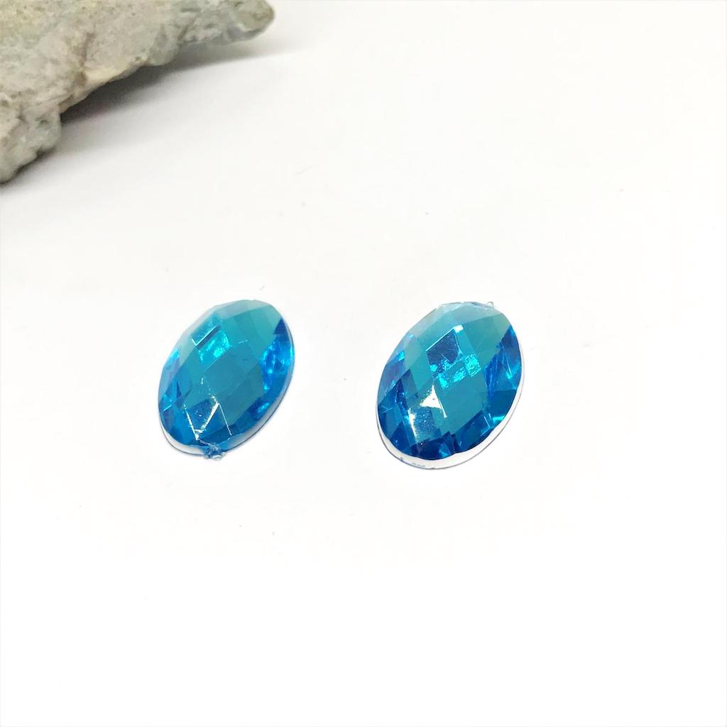 GEMAS DE PLASTICO | OVALADO CHICO | 17MM | 10 UNIDADES | CELESTE