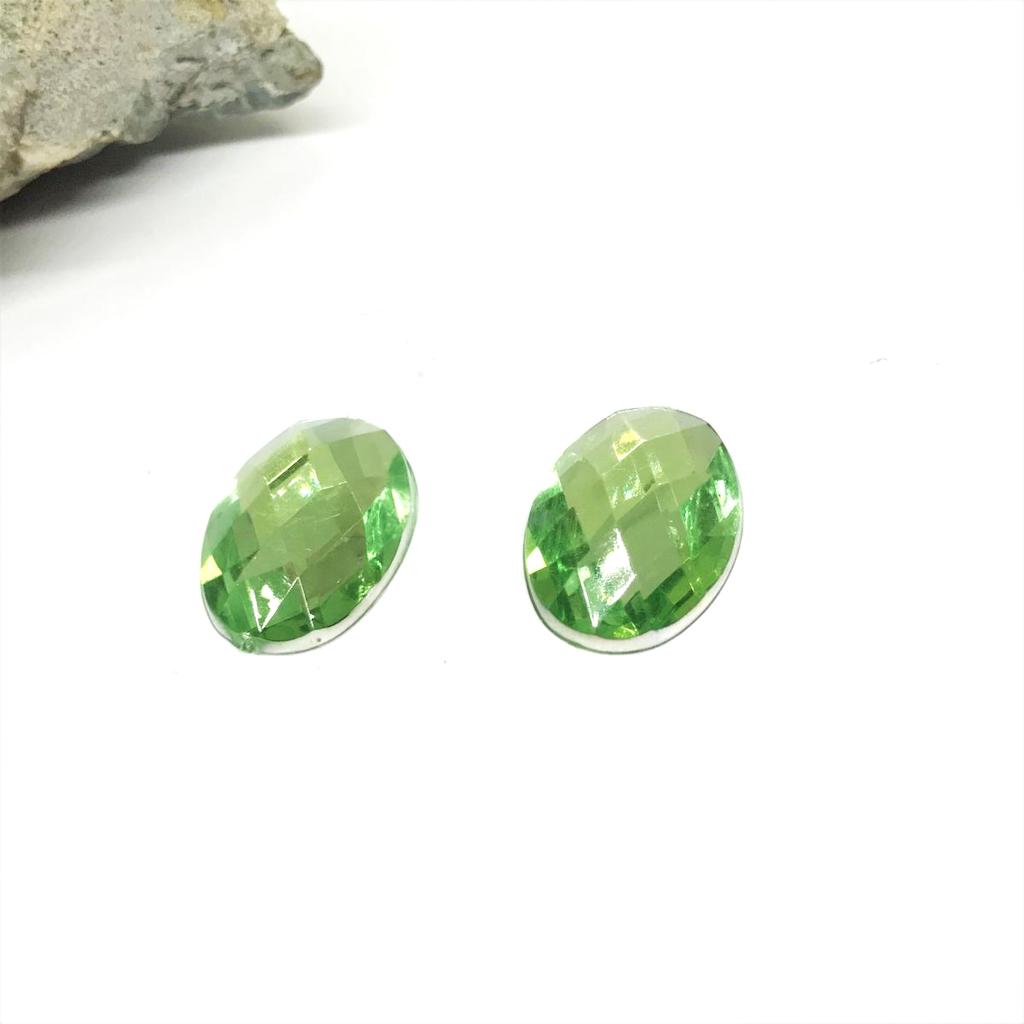 GEMAS DE PLASTICO | OVALADO CHICO | 17MM | 10 UNIDADES | VERDE