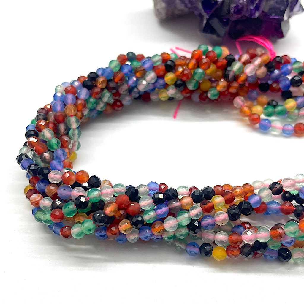 PIEDRAS NATURALES | MINI FACETADO | AGATA MULTICOLOR | 3MM