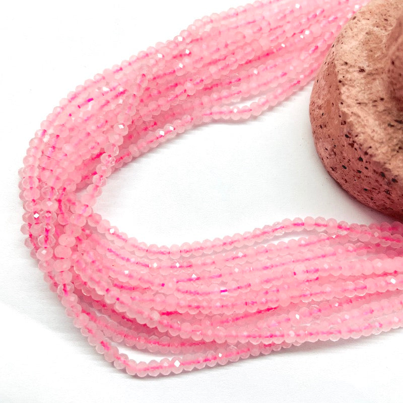 PIEDRAS NATURALES | MINI | CUARZO ROSADO | RONDELL | 3X2.2MM