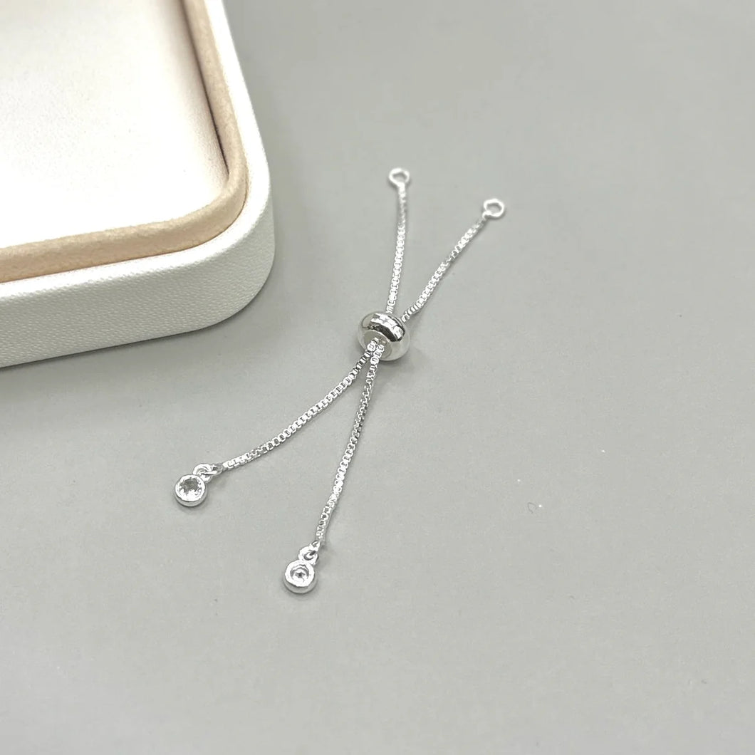 TERMINAL PARA PULSERA CON BROCHE CORREDIZO | BAÑO DE RODIO | 6CM | PLATEADO