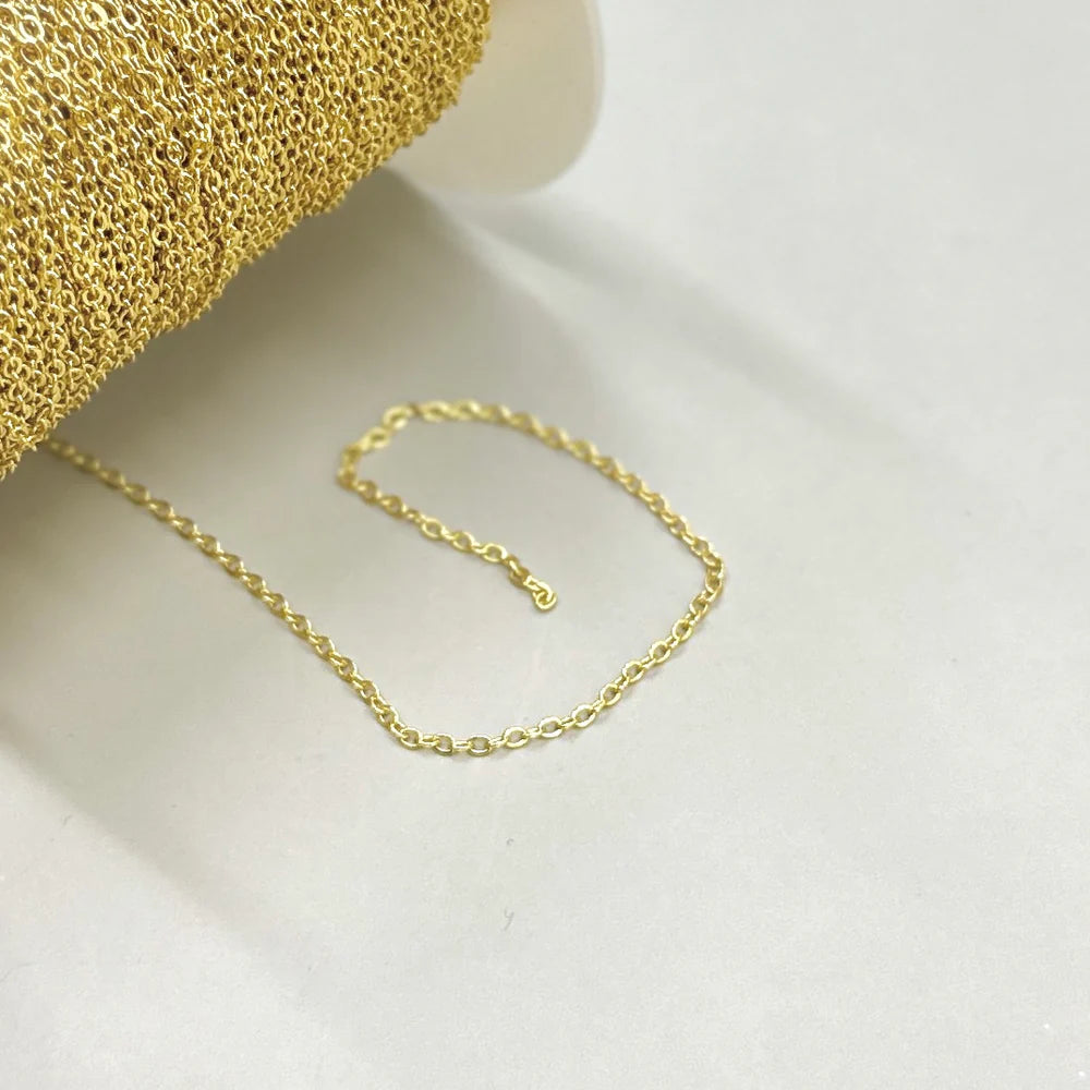 CADENA ESLABON CHICO | COBRE EN BAÑO DE ORO | 1.5MM | 1 METRO
