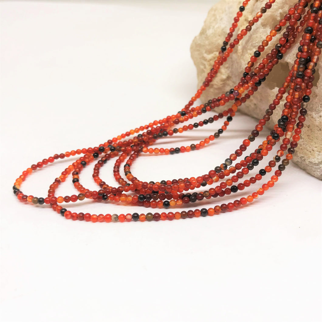 PIEDRA MINI LISA | AGATA MATIZADO NARANJA Y NEGRO | 2.1MM