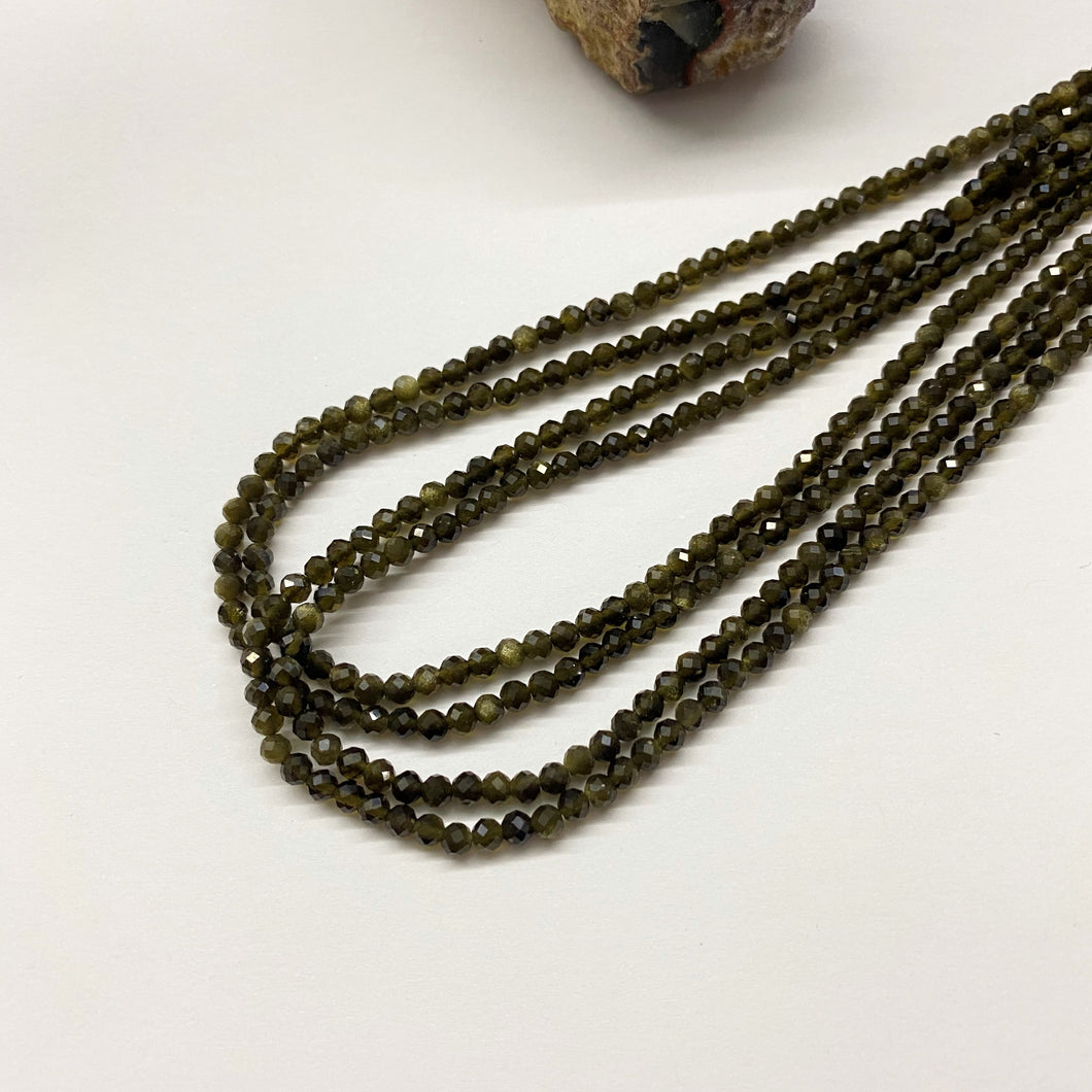 PIEDRAS NATURALES | MINI FACETADA | OBSIDIANA GOLD OPACO | 2.5MM
