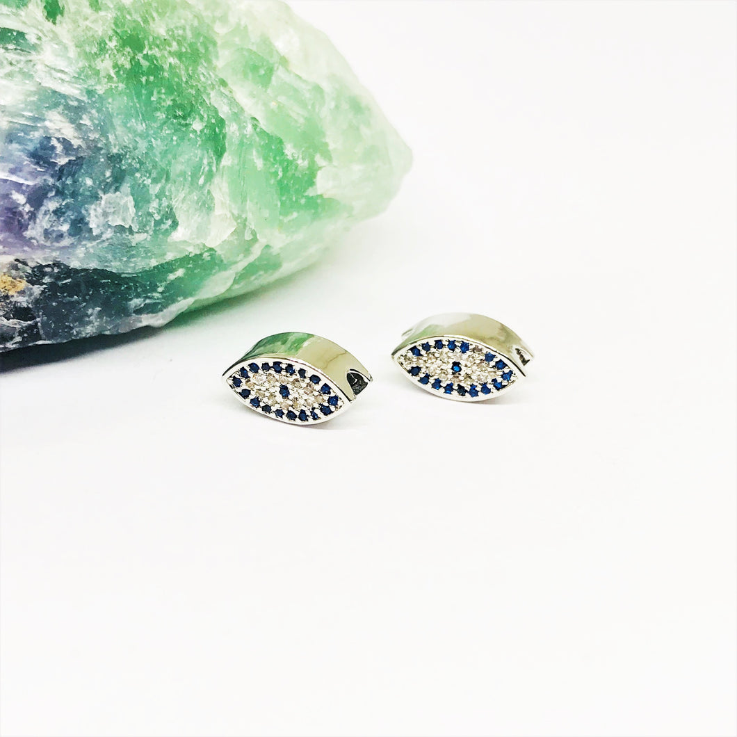 RODINADO | SEPARADOR OJO  MICROCIRCON | 7X11MM | 1UND | PLATEADO (R4-32)
