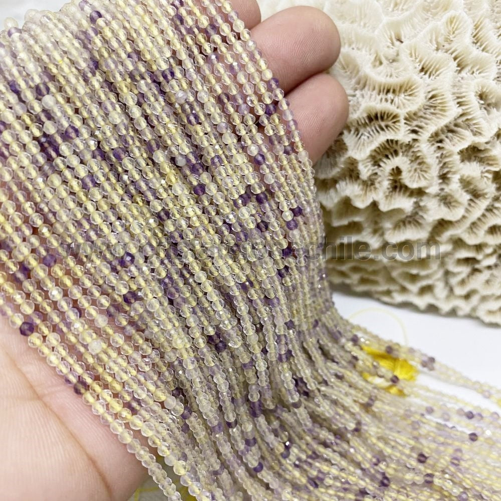 PIEDRAS NATURALES | MINI FACETADO| FLUORITA AMARILLO - MORADO | 2.1MM