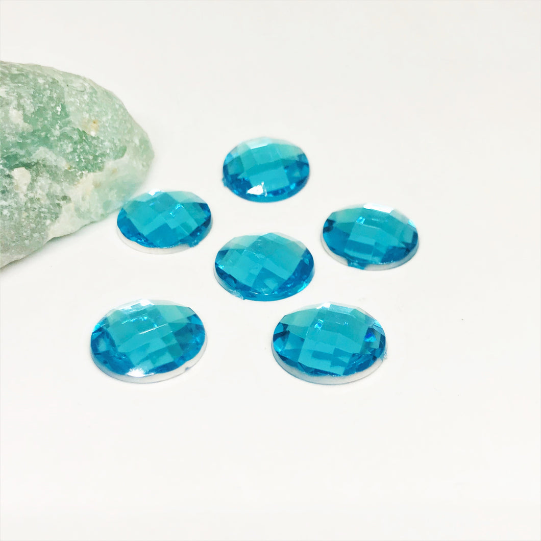 GEMAS DE PLASTICO | REDONDO GRANDE | 18MM | 7 UNIDADES | CELESTE