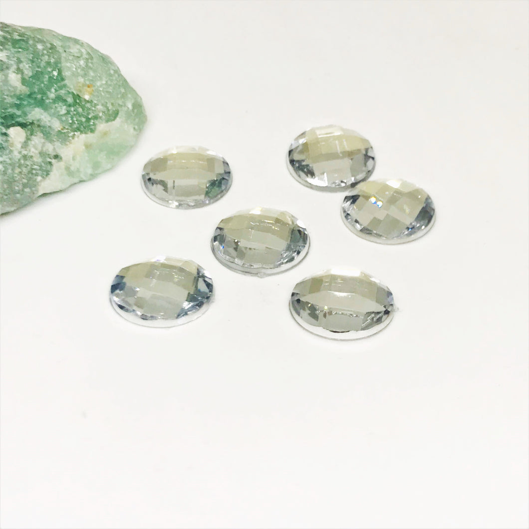 GEMAS DE PLASTICO | REDONDO GRANDE | 18MM | 7 UNIDADES | PLATEADO