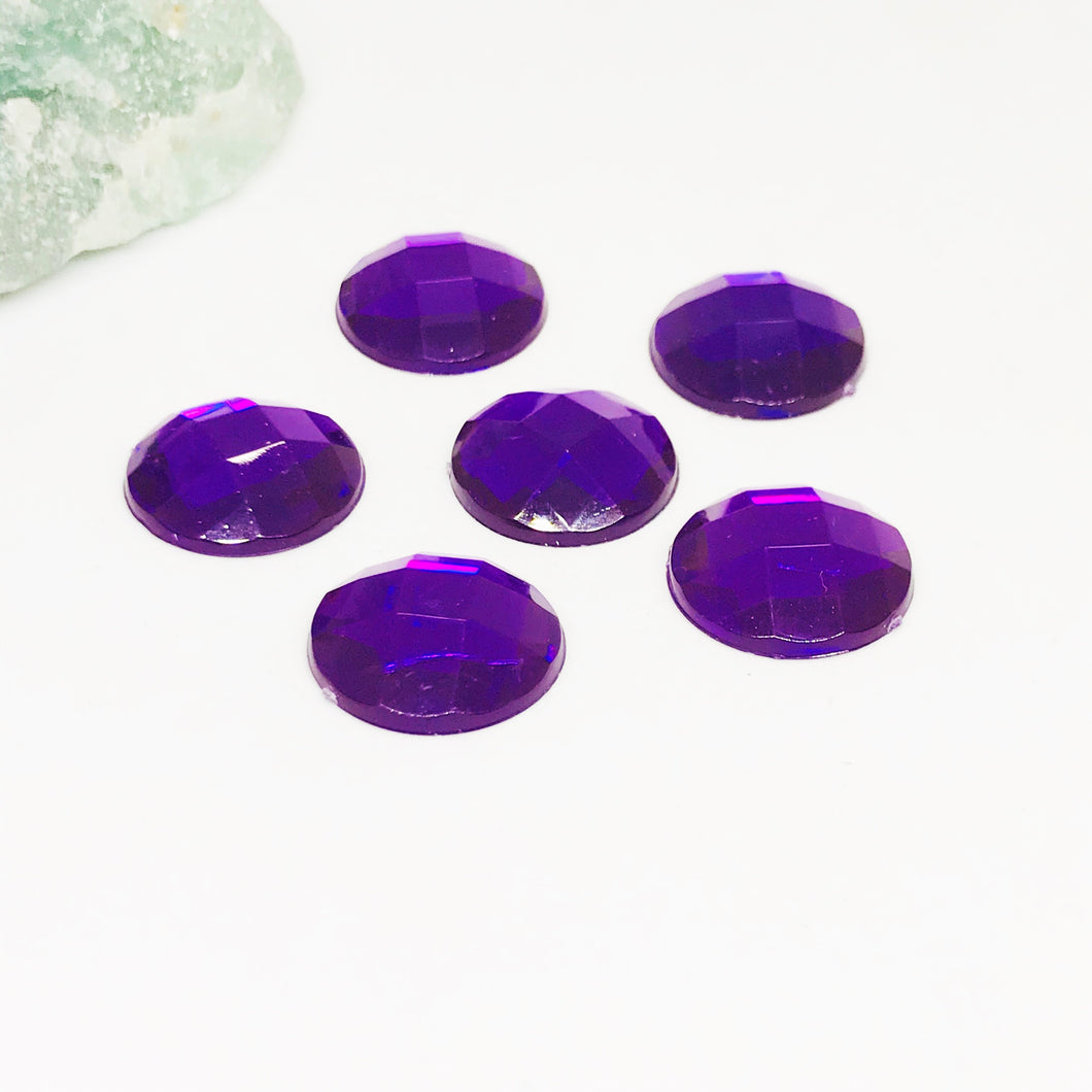 GEMAS DE PLASTICO | REDONDO CHICO | 14MM | 10 UNIDADES | MORADO