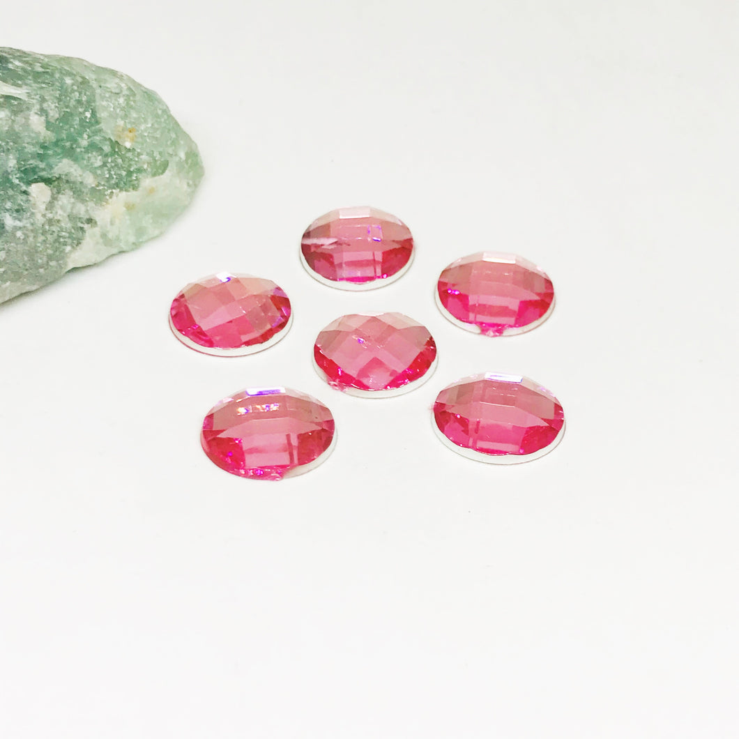 GEMAS DE PLASTICO | REDONDO GRANDE | 18MM | 7 UNIDADES | ROSADO