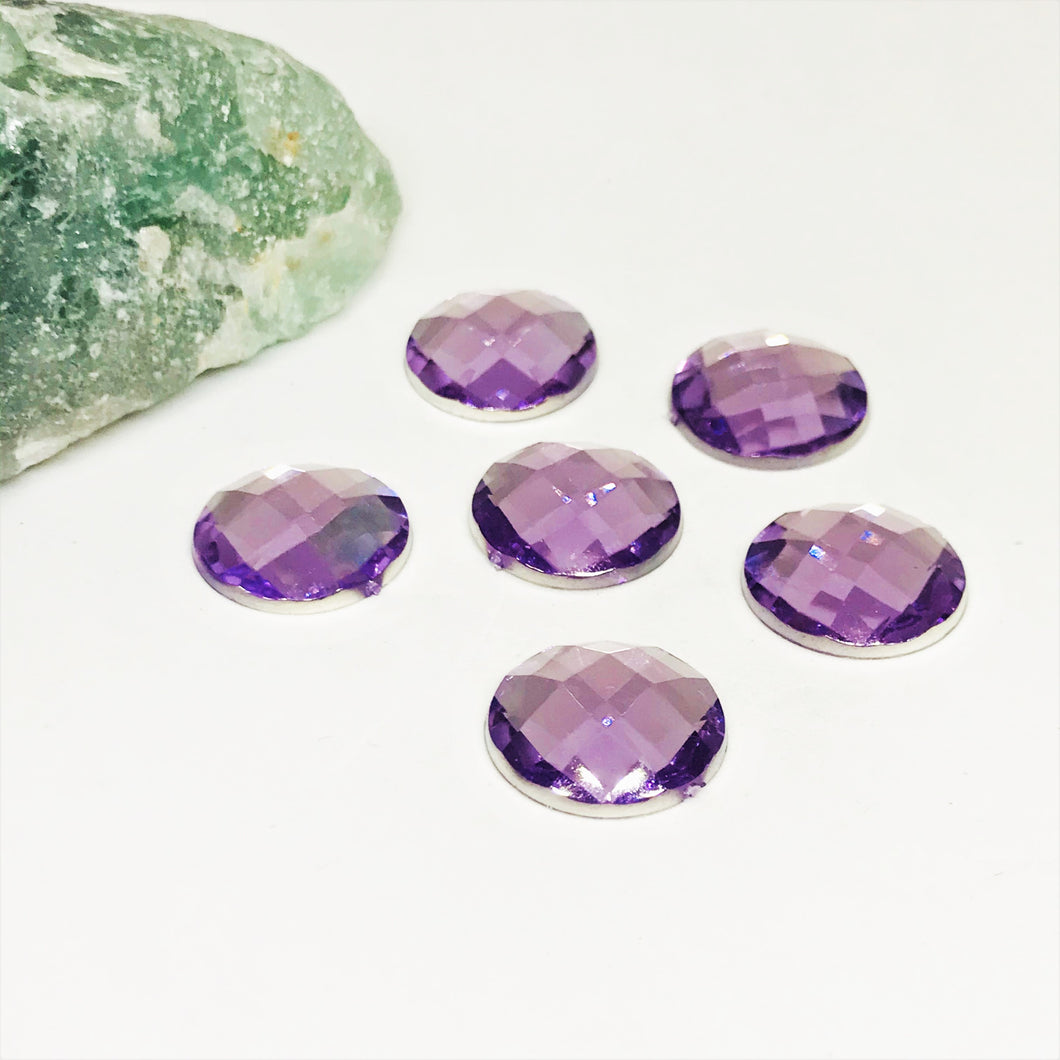 GEMAS DE PLASTICO | REDONDO CHICO | 14MM | 10 UNIDADES | LILA