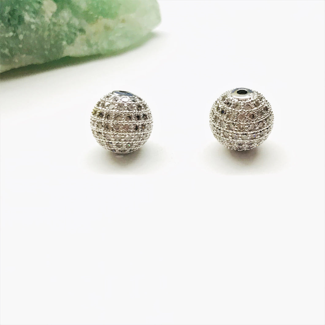 RODINADO | SEPARADOR BOLITA CON MICROCIRCON | 12MM | 1UND | PLATEADO (R2-13)