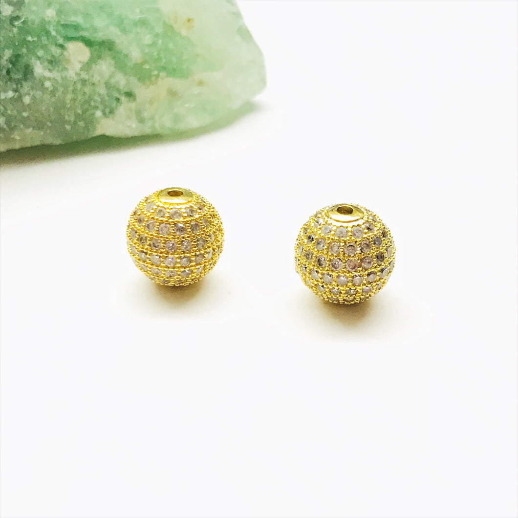RODINADO | BOLITA CON MICROCIRCON | 12MM | 1UND | DORADO CON BLANCO (R1-6)