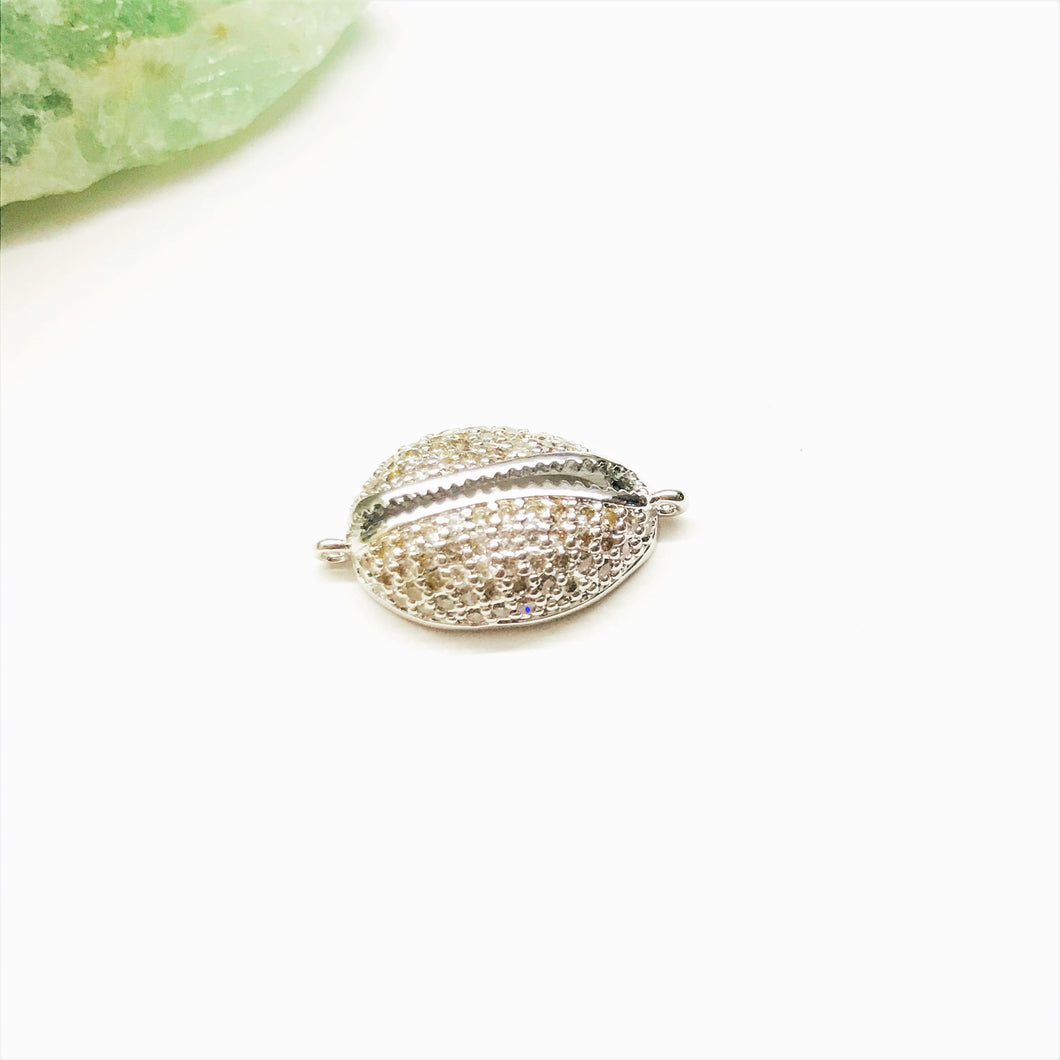 RODINADO | CONECTOR CONCHITA MICROCIRCON | 20X13MM | 1UND | PLATEADO (R12-117)