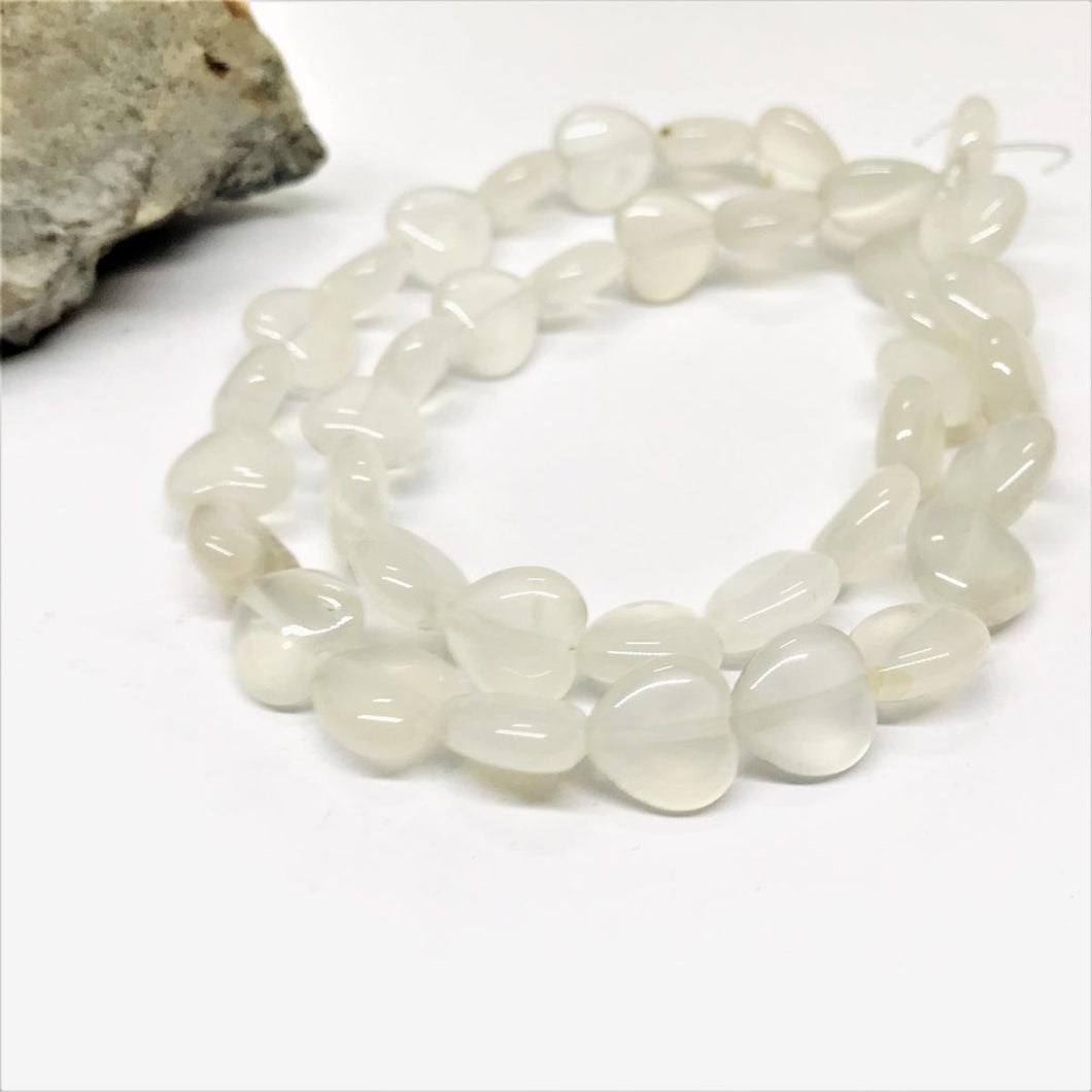 CORAZON | 10MM | AGATA BLANCA OPALINA CON NARANJA