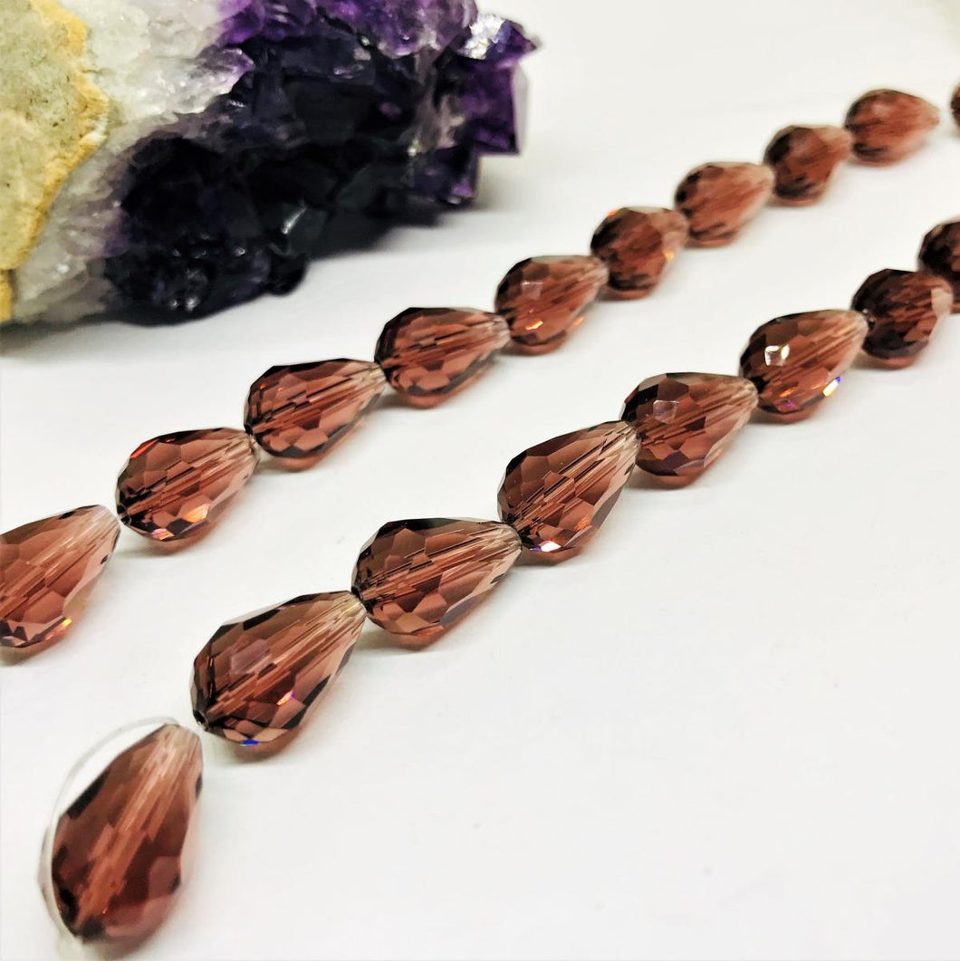 Gota de cristal | 15x10mm | Palo rosa