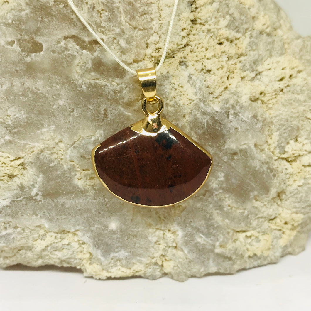 COLGANTE DE PIEDRA | ABANICO | 20MM | OBSIDIANA CAOBA
