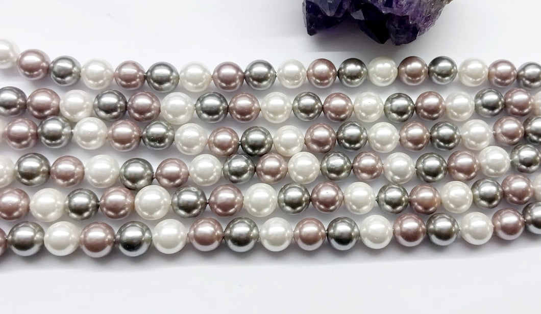 PERLA SHELL | 8MM | MIX BLANCO GRIS LILA
